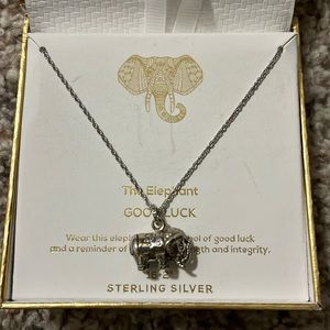 Sterling Silver Elephant Necklace, NEW in Box